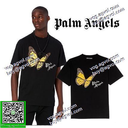2色可選 重宝するアイテムパーム エンジェルス Palm Angels コピーブランド バタフライロゴプリント半袖Tシャツ 2020秋冬 半袖Tシャツ